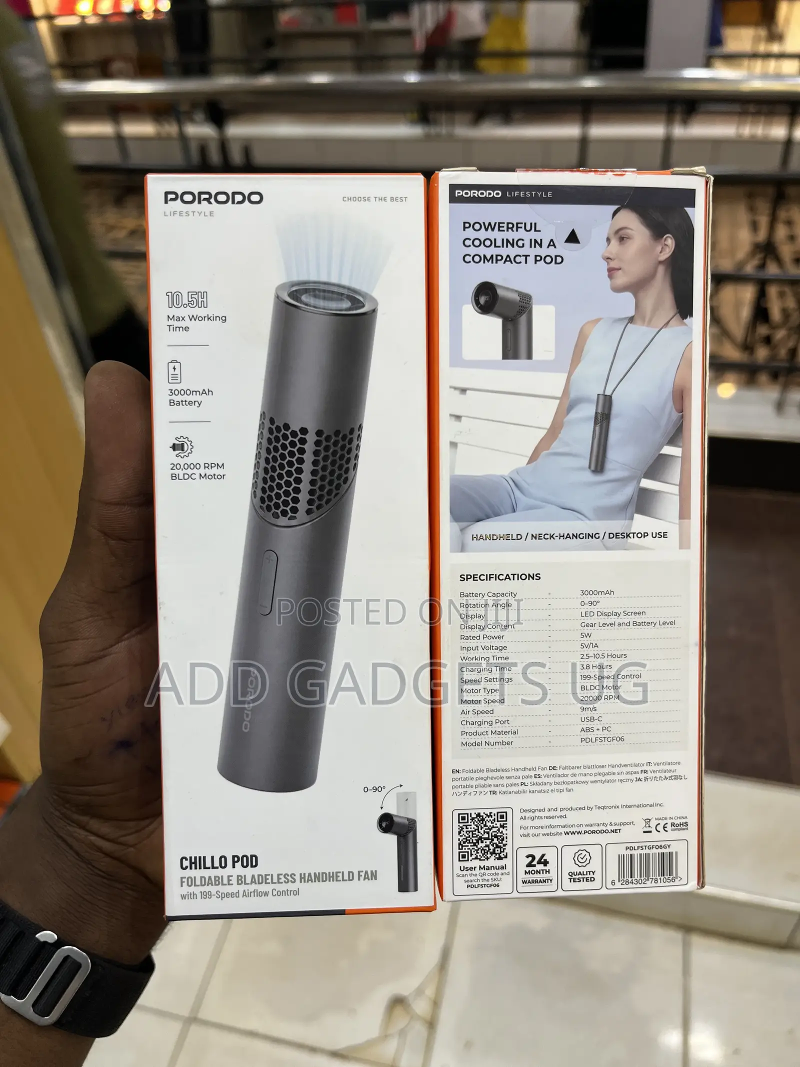 Porodo Chillo Pod Foldable Handheld Fan
