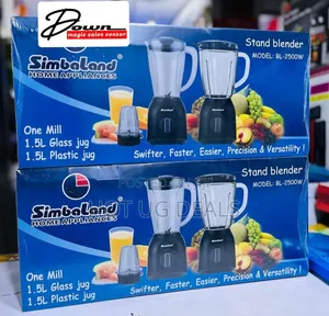 Simbaland 3-in-1 Stand Blender Set With 1.5L Glass Plastic, Grinder