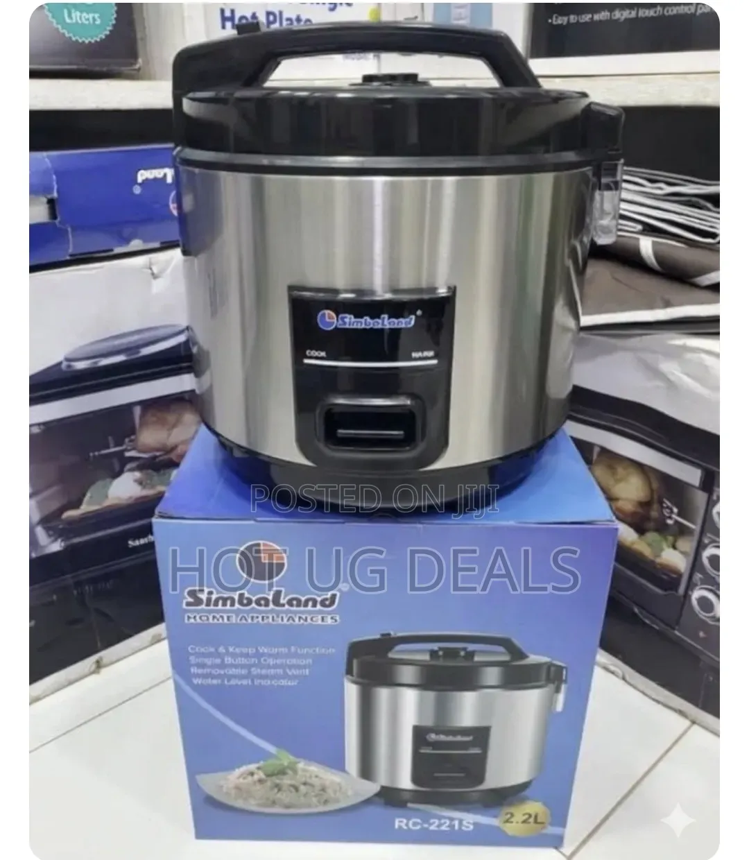 Simbaland 2.2L Electric Rice Cooker Steamer – Silver (RC-221S)