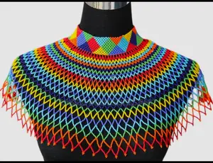 Multi-Coloured Craft Small Bead Netted Necklace