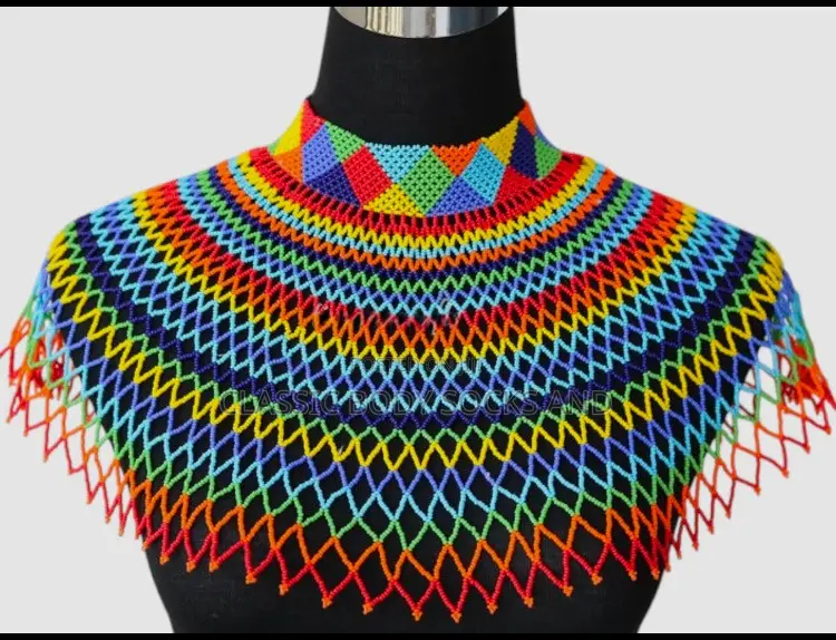 Multi-Coloured Craft Small Bead Netted Necklace