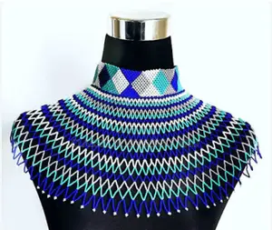 Blue Craft Small Bead Netted Necklace