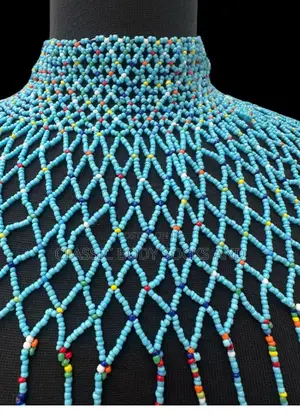 Blue Craft Small Bead Netted Necklace