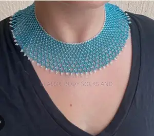 Blue Craft Small Bead Netted Necklace