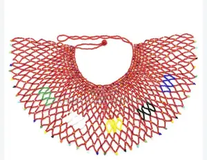 Orange Craft Small Bead Netted Necklace