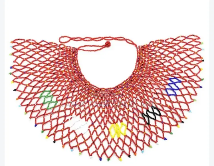 Orange Craft Small Bead Netted Necklace