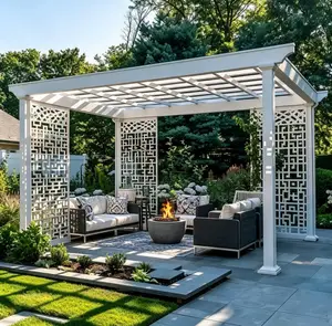 Fiberglass Pergola With Laser-Cut Privacy Screen Panels