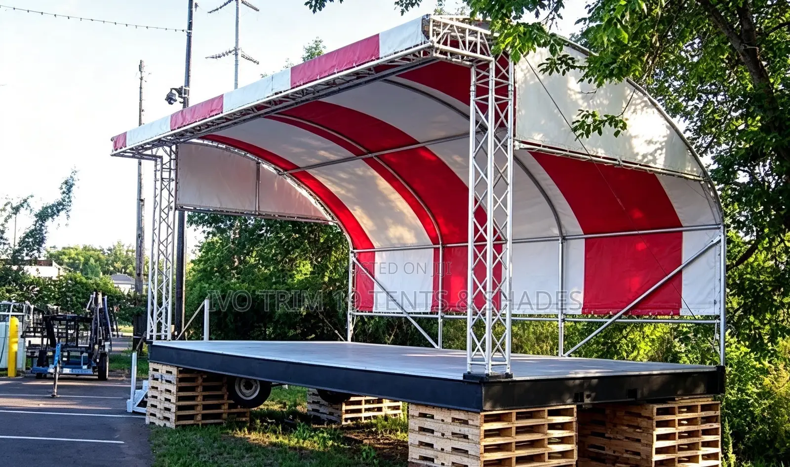 Mobile Curved Stage Roof System / Galvanized Steel Box-Truss Stage Rig