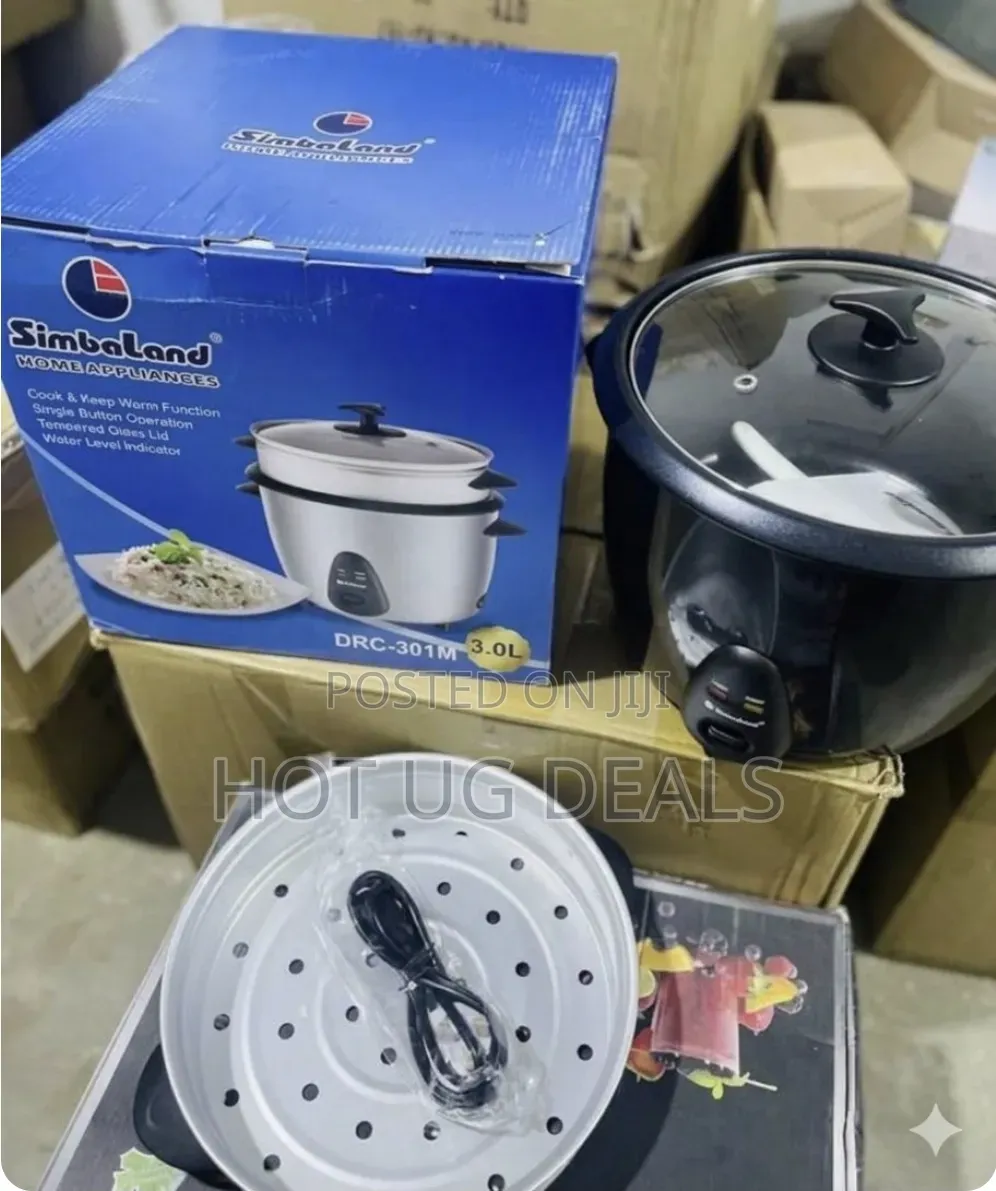 Simbaland 3L Rice Cooker With Tempered Glass Lid and Steam Tray