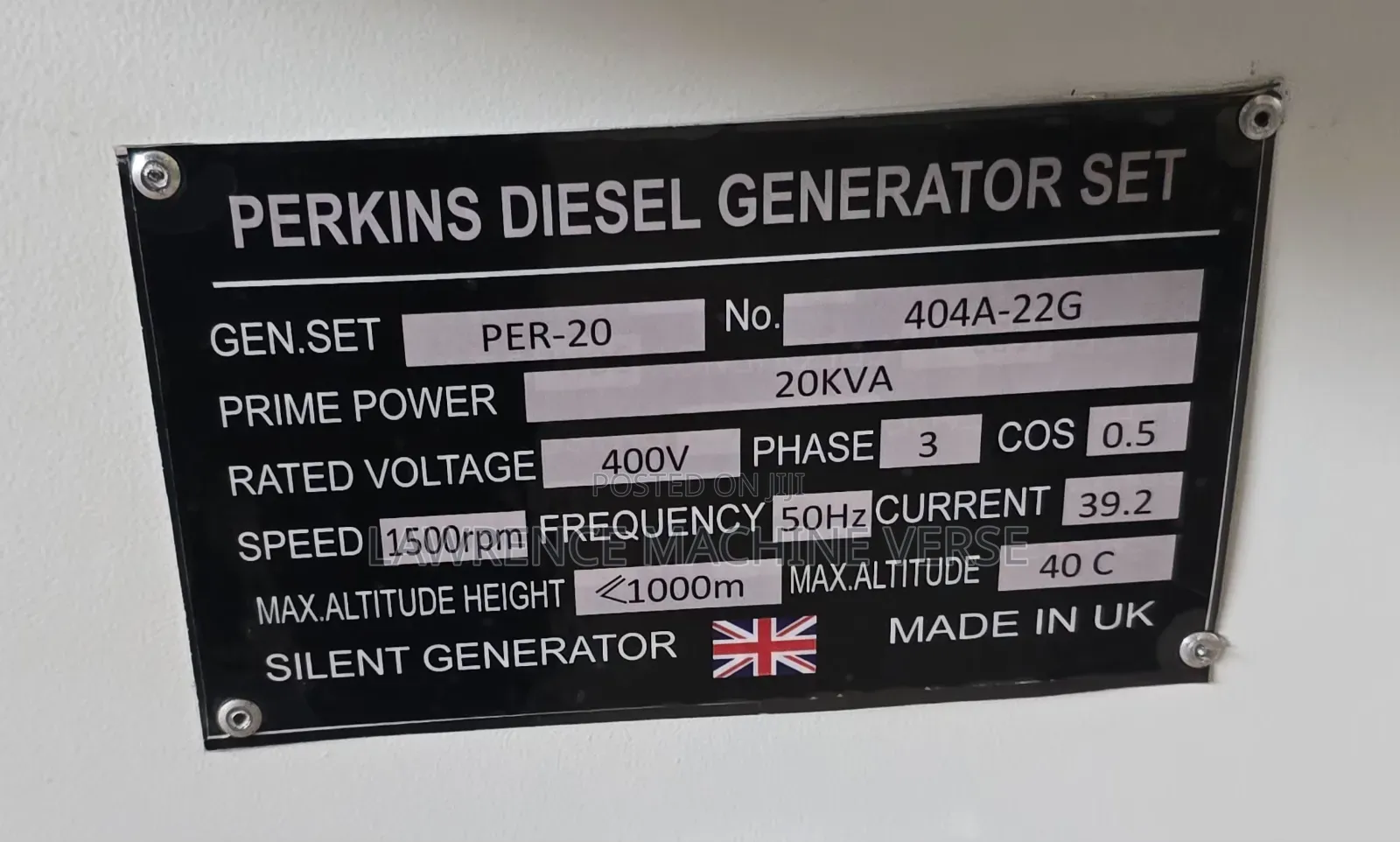 Perkins 20kva Water Cooled 400V
