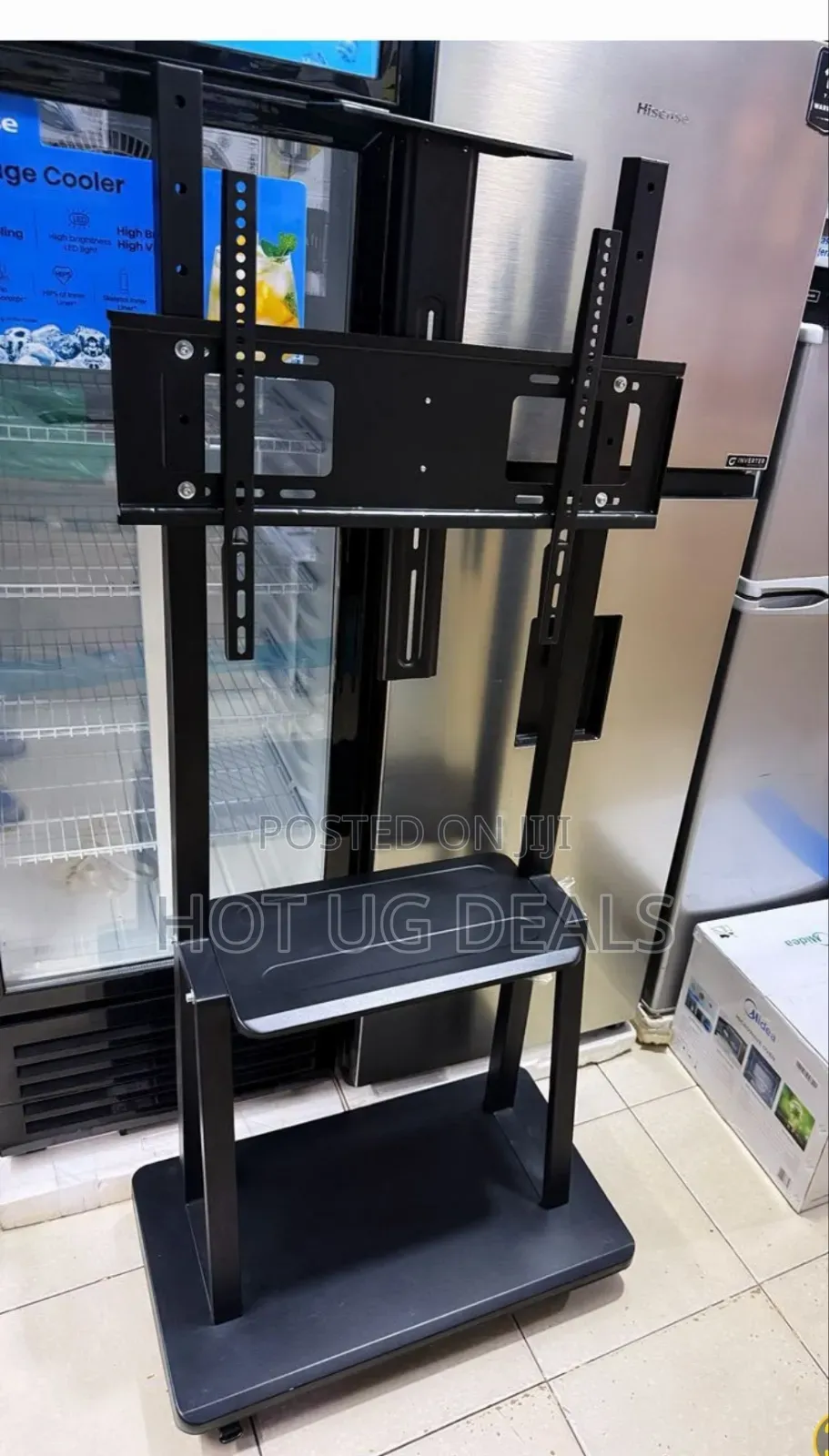 Heavy-Duty Height-Adjustable TV Trolley Stand Fits 32" to 100" TVs