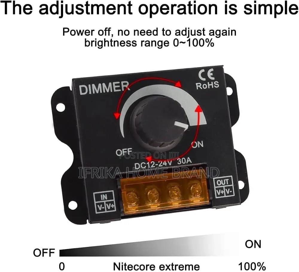 DC 5v-24v 30A PWM LED Dimmer Controller Switch With Remote Control