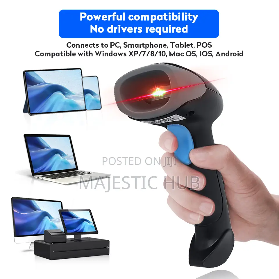 JRK Wireless Barcode Scanner Bluetooth + 2.4G, 2000mAh Battery