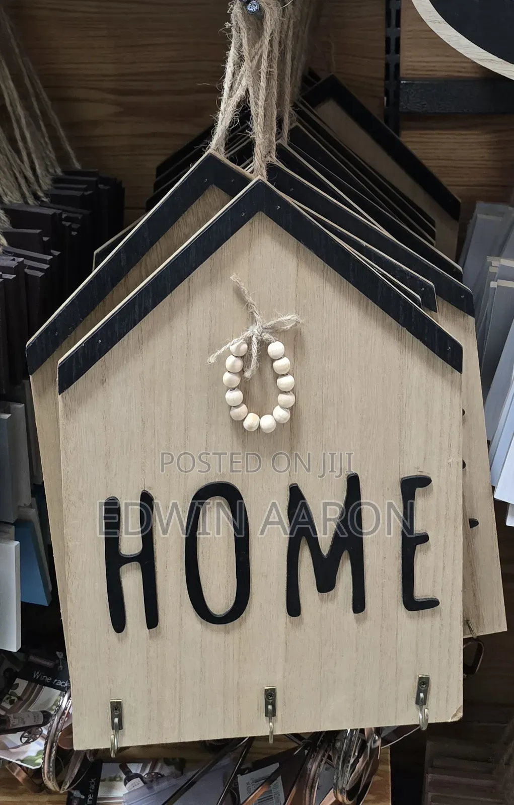 Wooden Home Wall Decor With Key Hooks