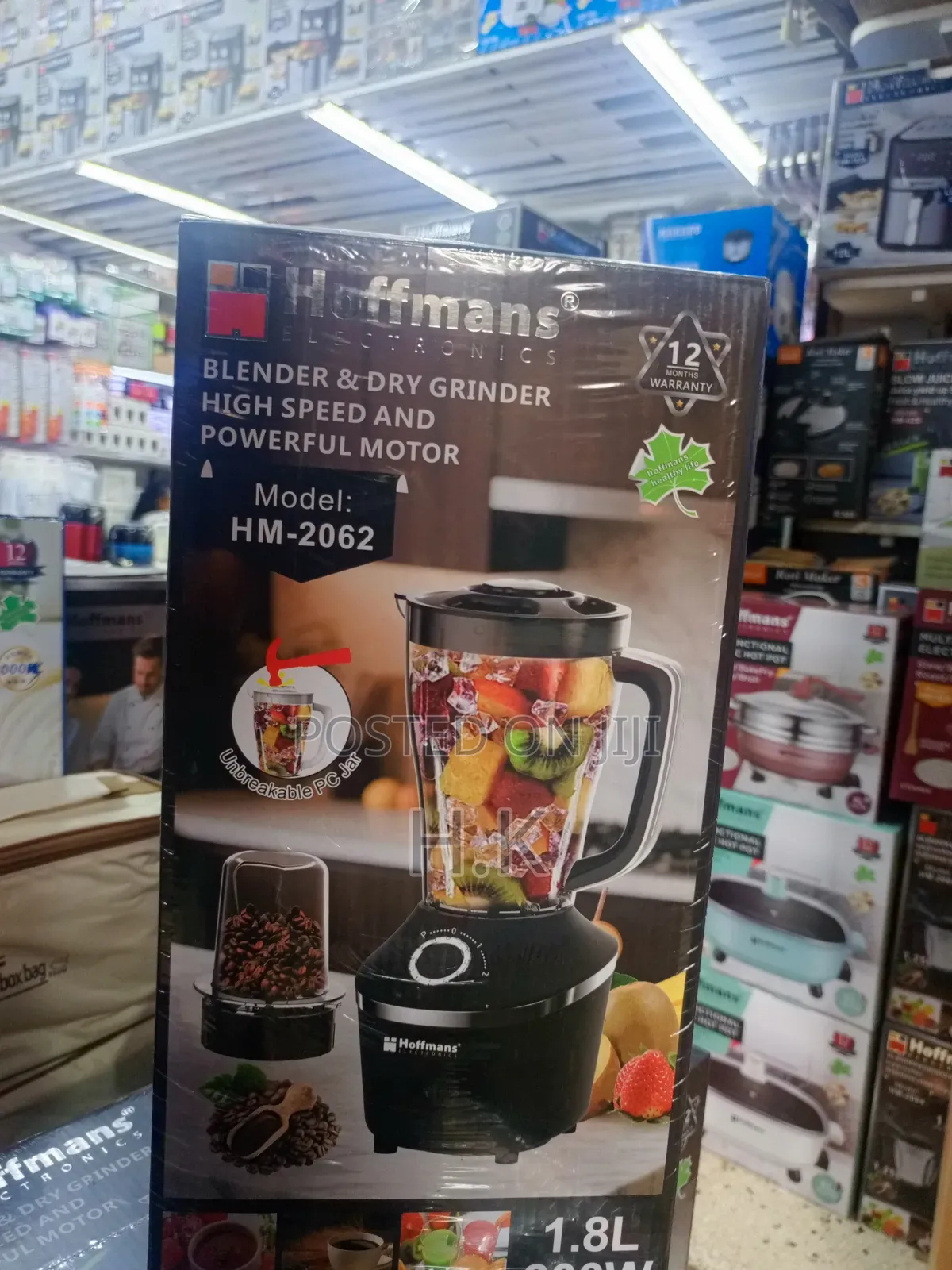 Hoffmans 1.8L High-Speed Blender Dry Grinder (Model: HM-2062).