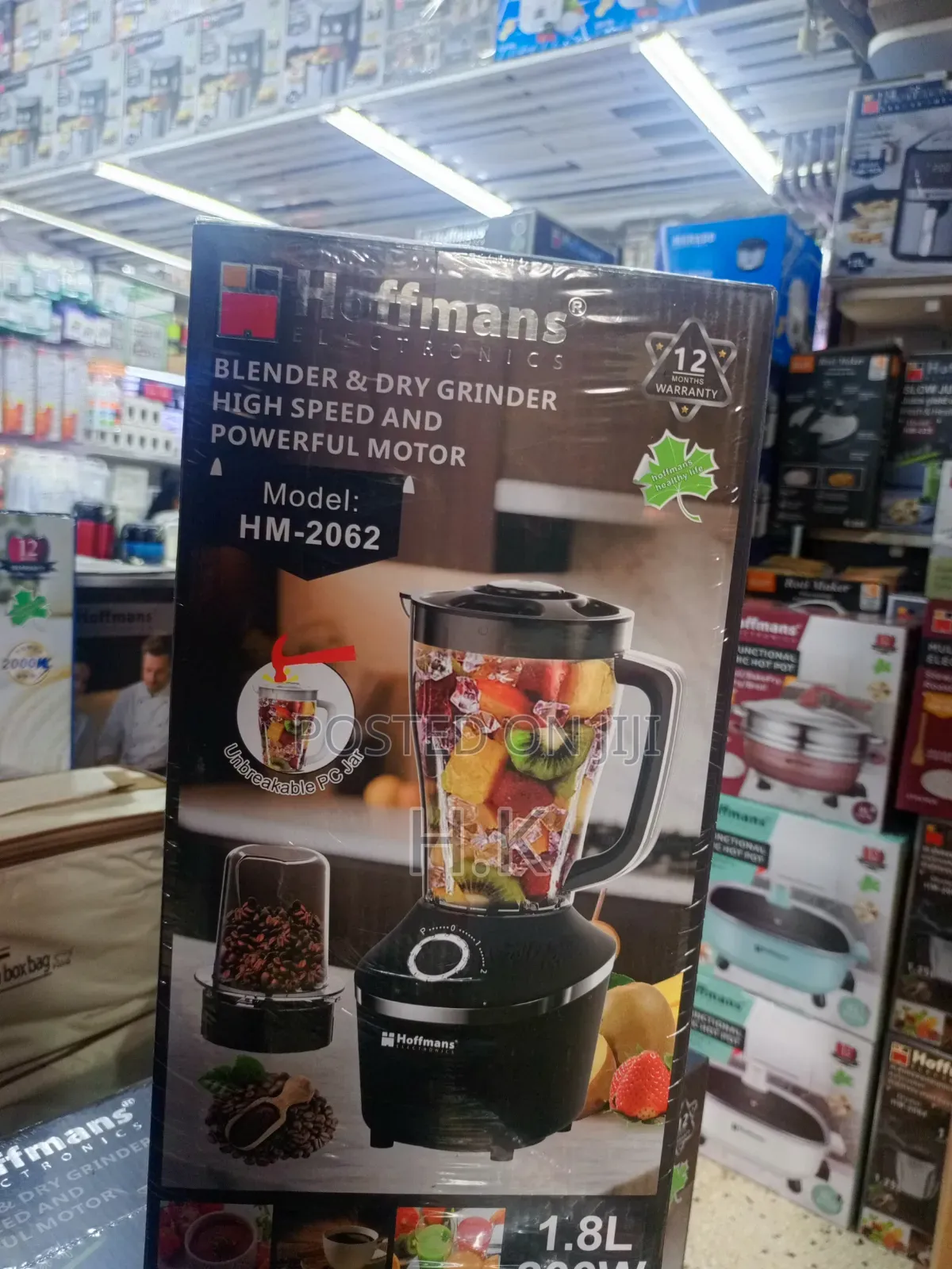 Hoffmans 1.8L High-Speed Blender Dry Grinder (Model: HM-2062).