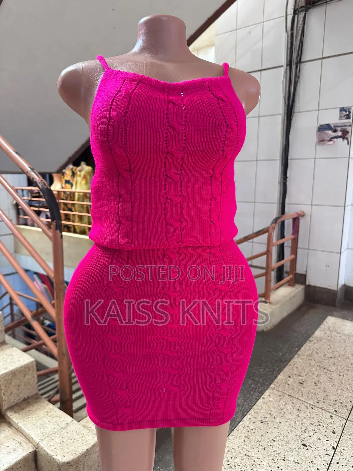 Pink Cables Knitted Sweater Dress