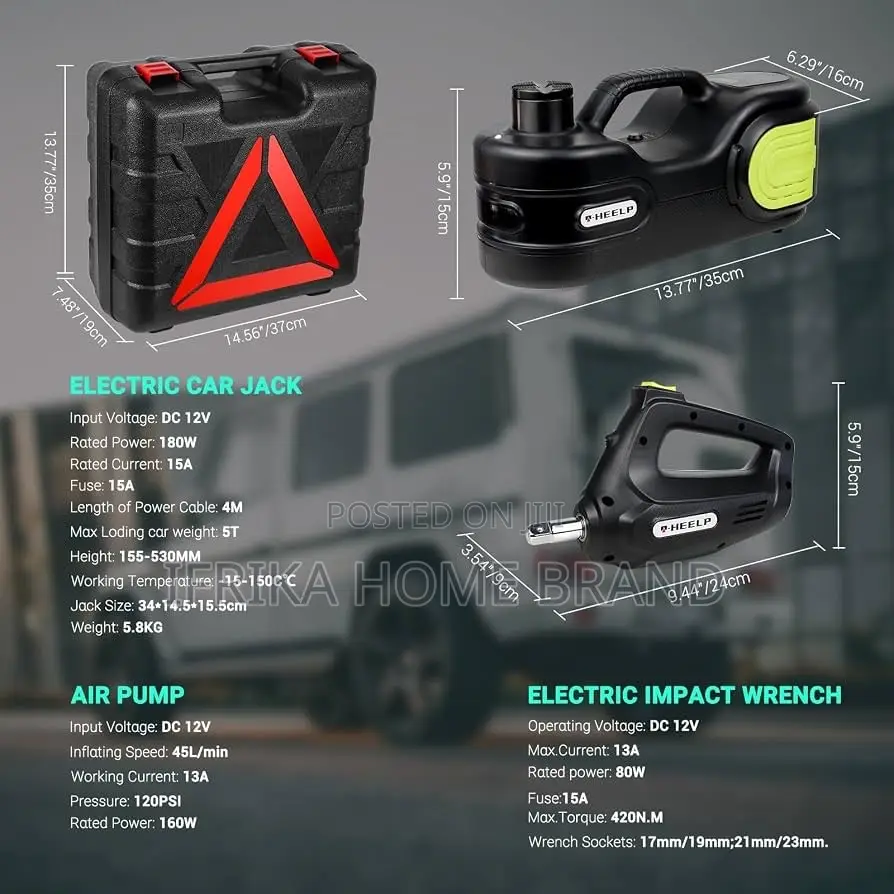5-Ton Electric Hydraulic Car Jack With Wrench Gloves