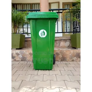 Heavy Duty 240L Plastic Dustbin With Wheels-Green