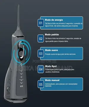 Rechargeable Grey Oral Irrigator (Water Flosser) 300 mL Water Tank