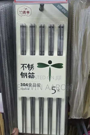 5-Pair Pack of Reusable, 304 Food-Grade Stainless Steel Chopsticks