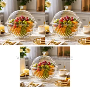 Crystal-Style Clear Acrylic Serving Bowl With a Matching Dome Lid
