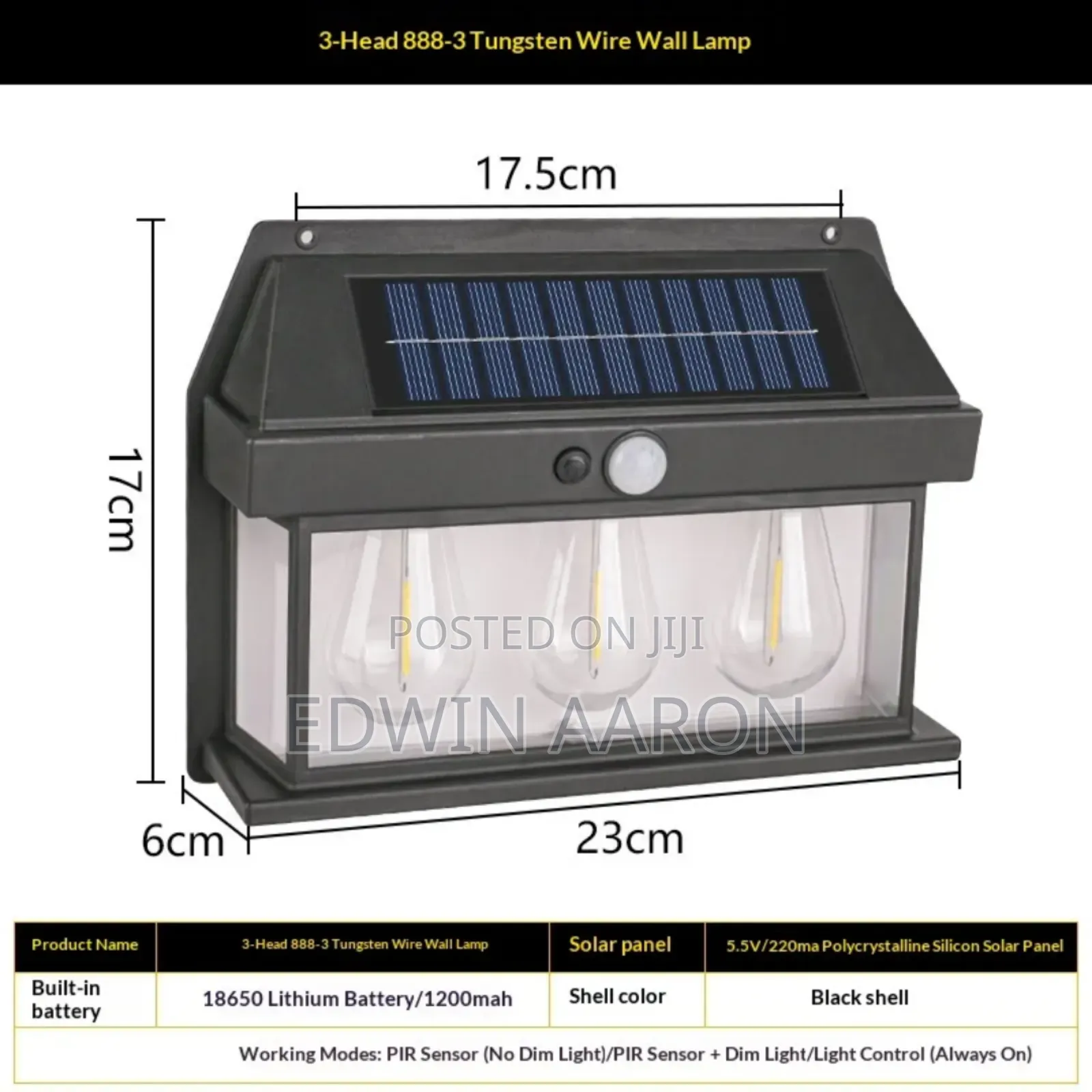 3 Bulbs Wall Mounted Solar Sensor Lamp