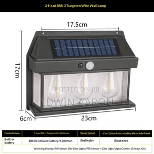 3 Bulbs Wall Mounted Solar Sensor Lamp