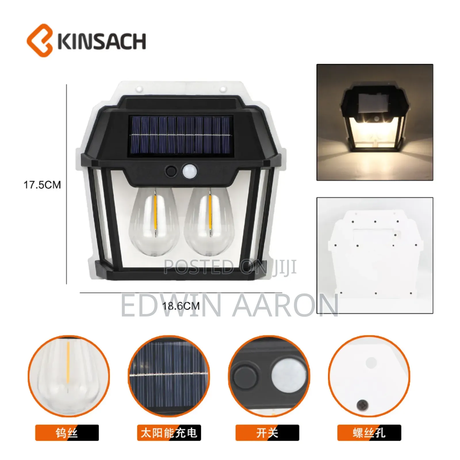 2 Bulbs Solar Sensor Wall Lamps