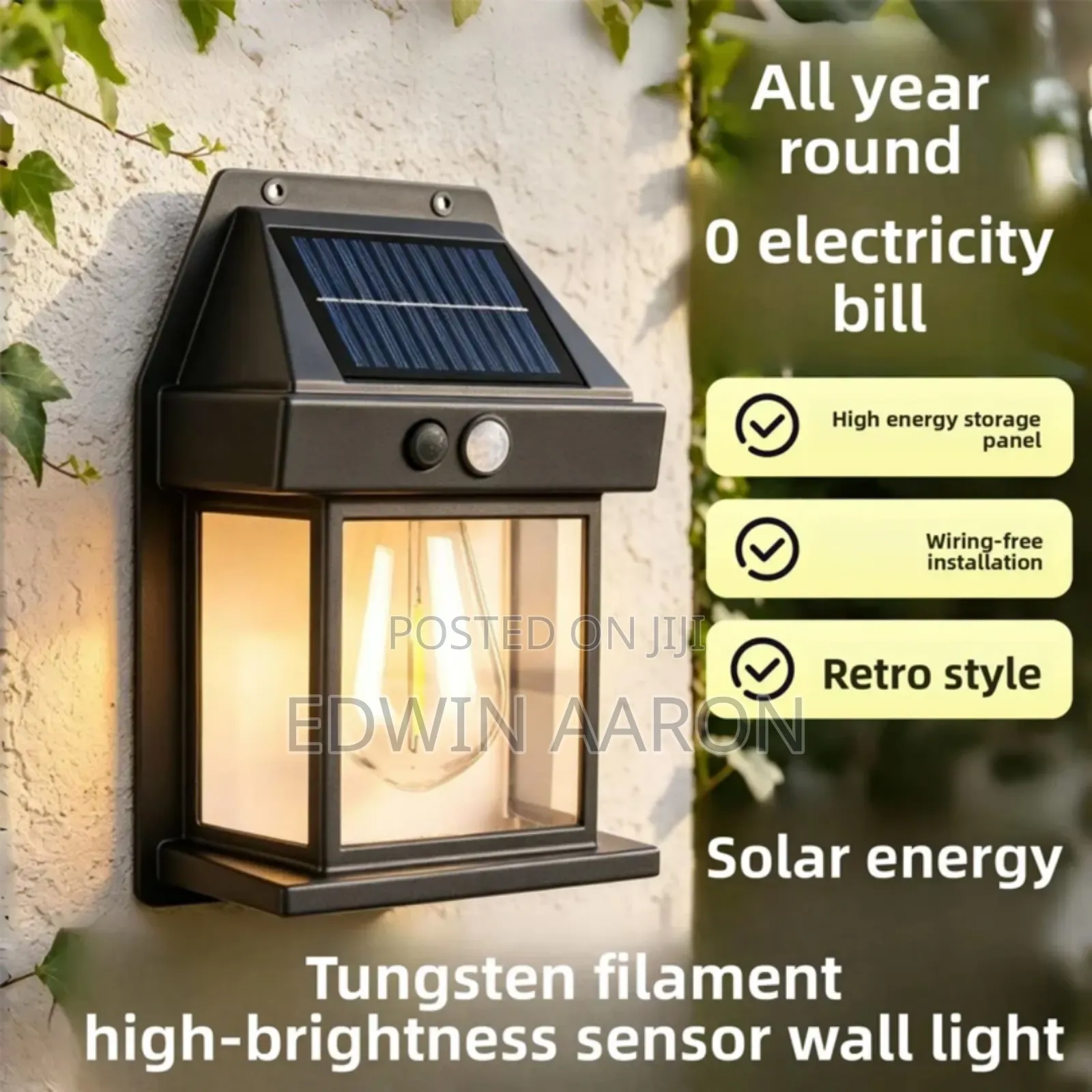 Single Bulb Solar Sensor Wall Lamp