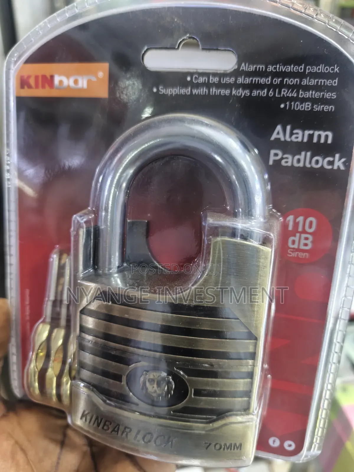 Kinbar 70mm Alarm Padlock Equipped With a 110dB Alarm
