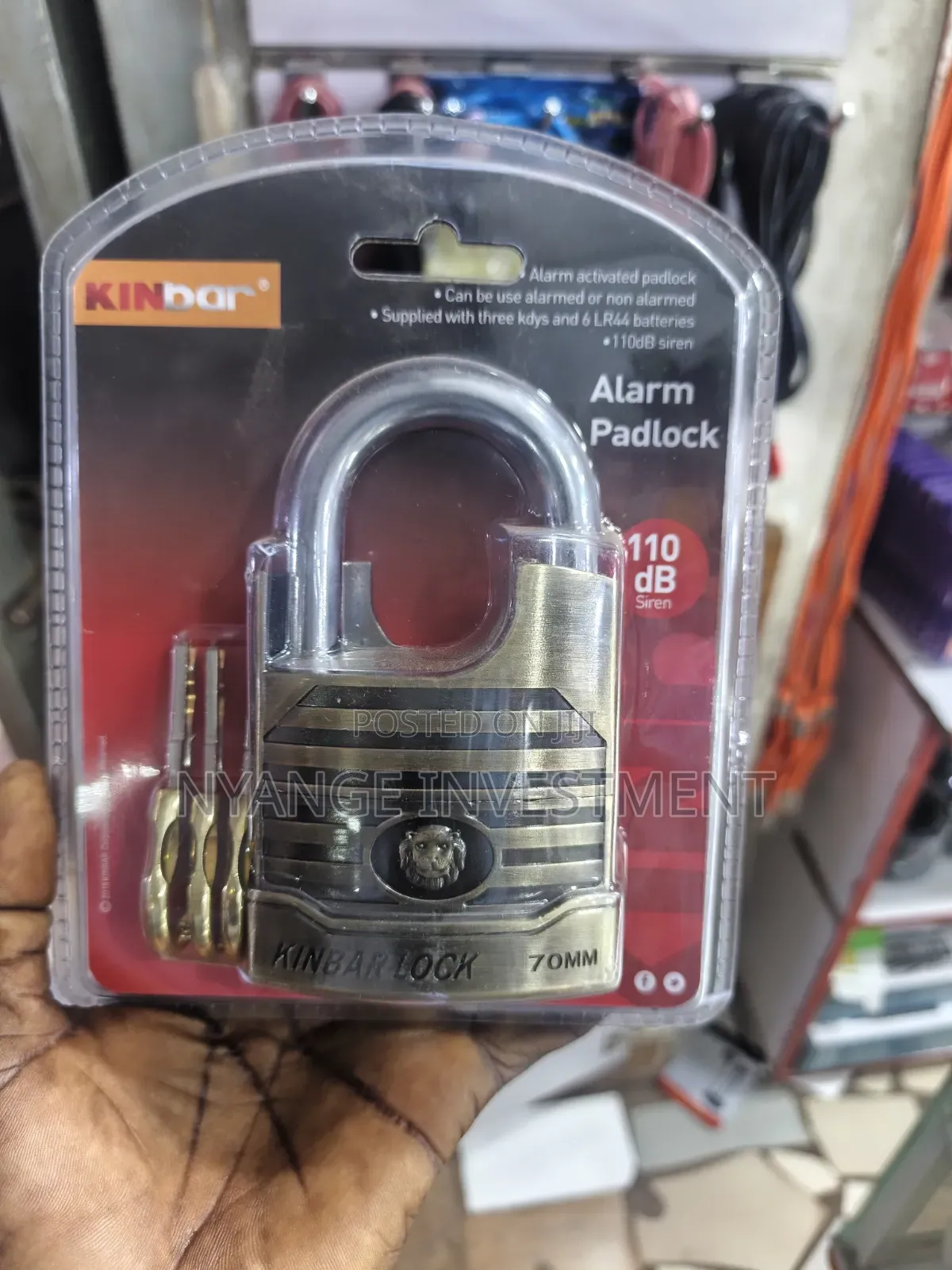 Kinbar 70mm Alarm Padlock Equipped With a 110dB Alarm