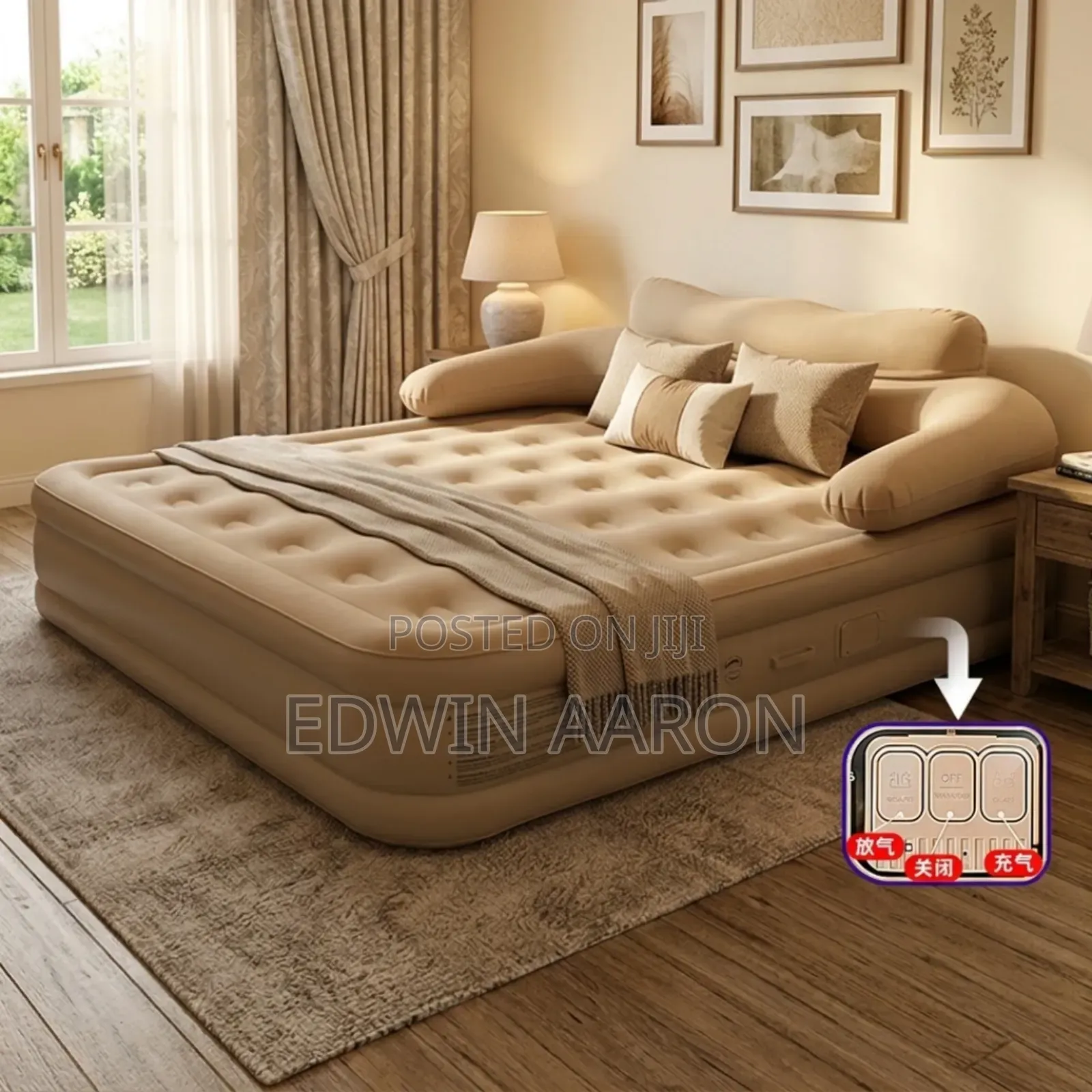 Inflatable Air Matress With Head Bond and Back Rest