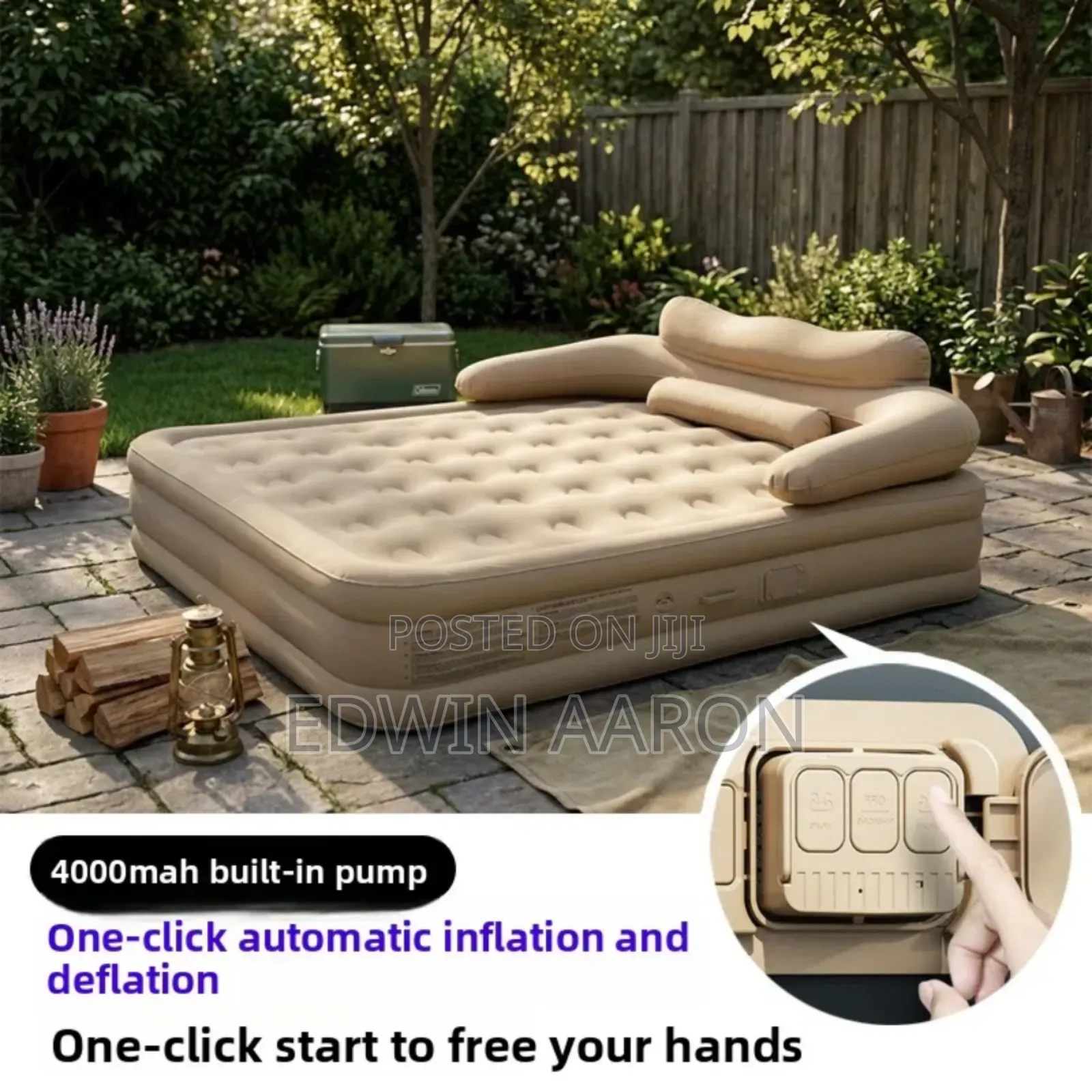 Inflatable Air Matress With Head Bond and Back Rest
