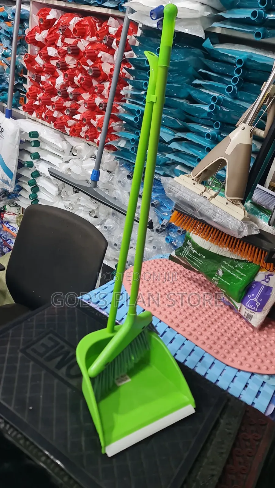Green Plastic Dust Pan With Broom Com