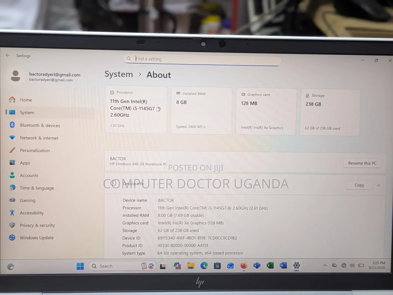 Laptop HP EliteBook 840 G8 8GB Intel Core i5 SSD 256GB