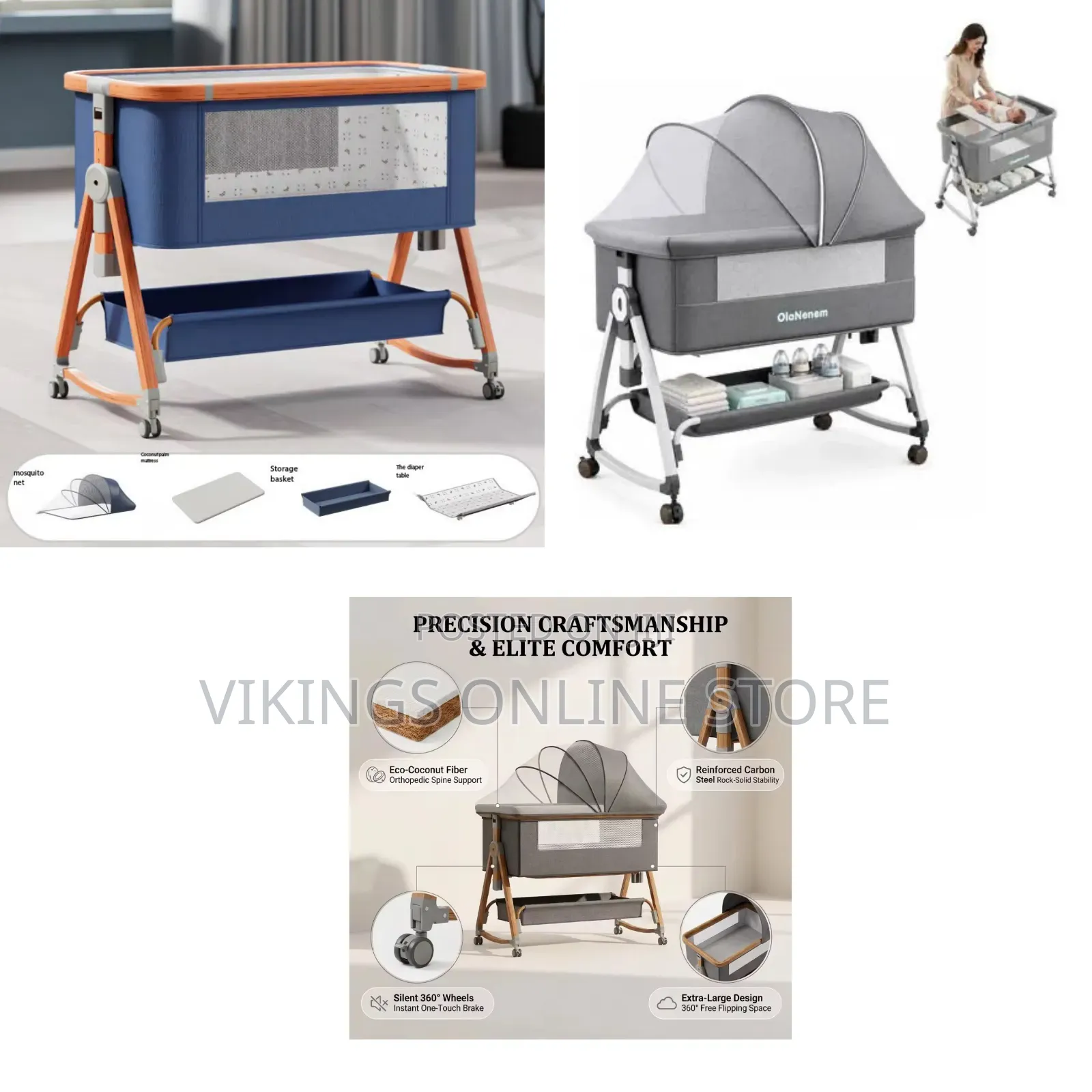 3 in 1 Baby Bassinet Ad Bedside Sleeper