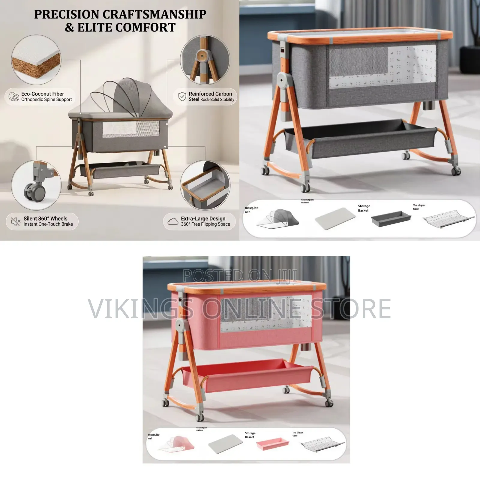 3 in 1 Baby Bassinet Ad Bedside Sleeper