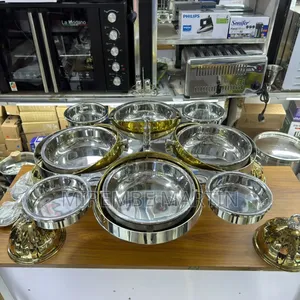 8pcs Rotating Round Serving Dishes Gold