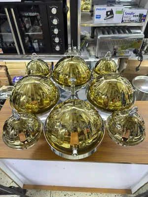 8pcs Rotating Round Serving Dishes Gold
