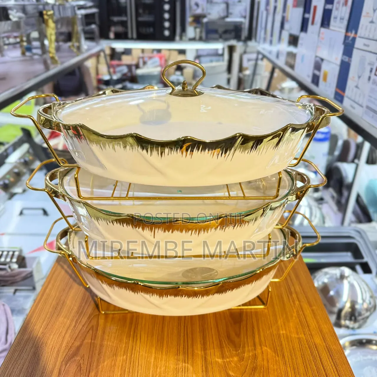 Gold Serving Dishes With Glass Covers at