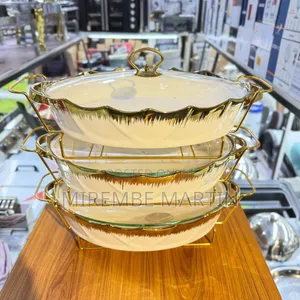Gold Serving Dishes With Glass Covers at
