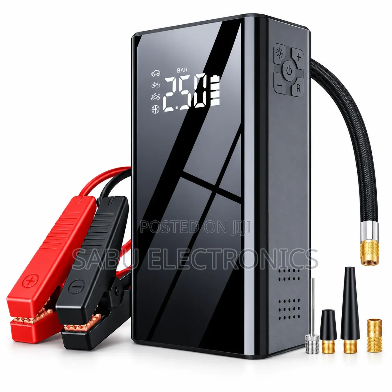 4in1 12V Car Jump Starter + Air Compressor, Power Bank +LED Flashlight