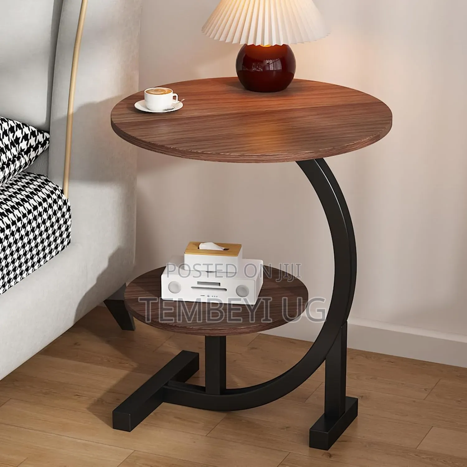 Two-Tiered Round Coffee Table With Storage Shelf, Wrought Iron Table