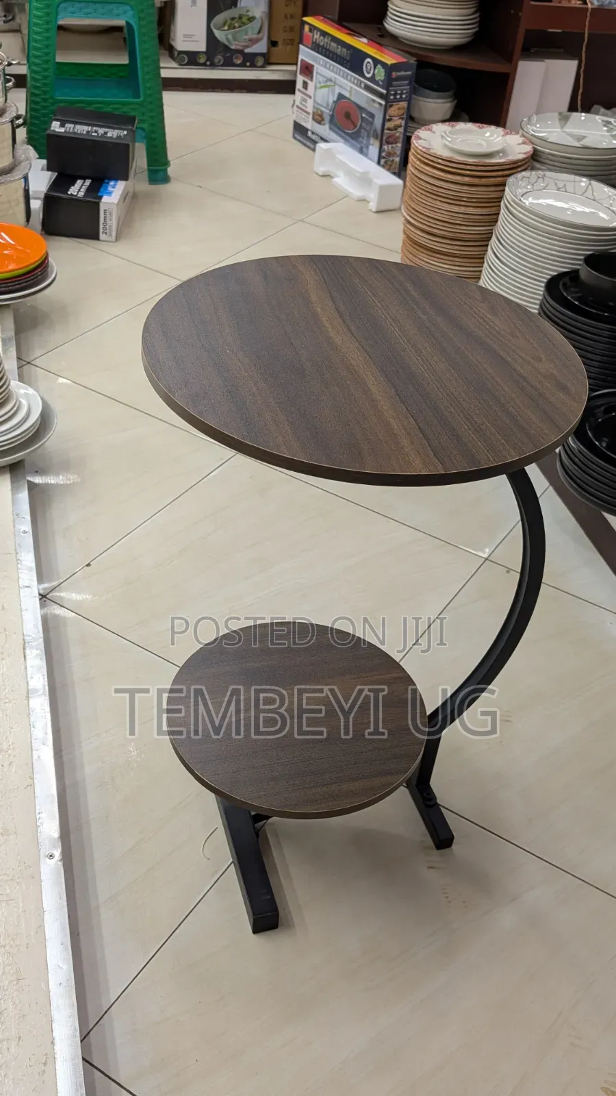 Two-Tiered Round Coffee Table With Storage Shelf, Wrought Iron Table
