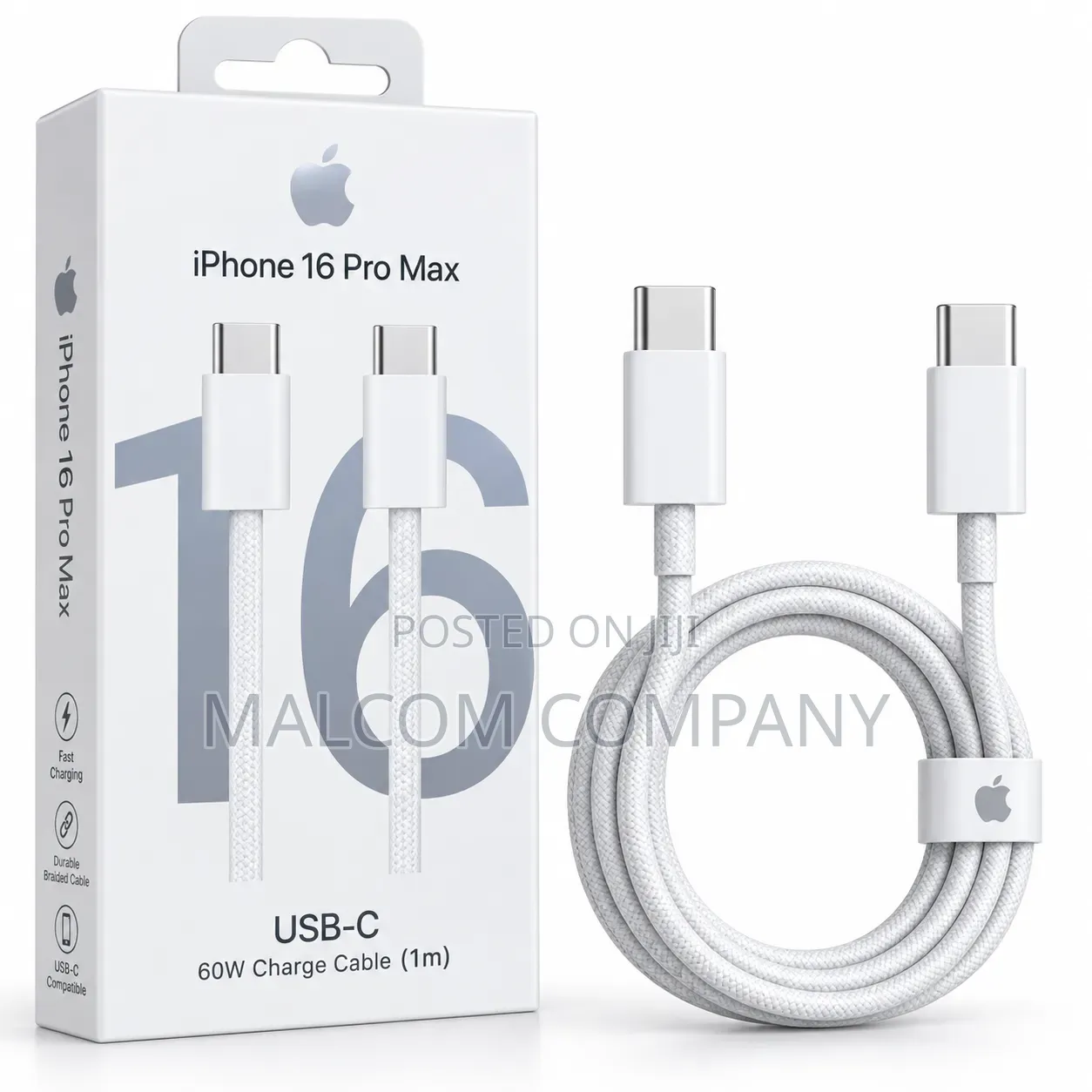 iPhone USB-C 60W Fast Charging Cable 1M – Braided Type-C Cable Uganda