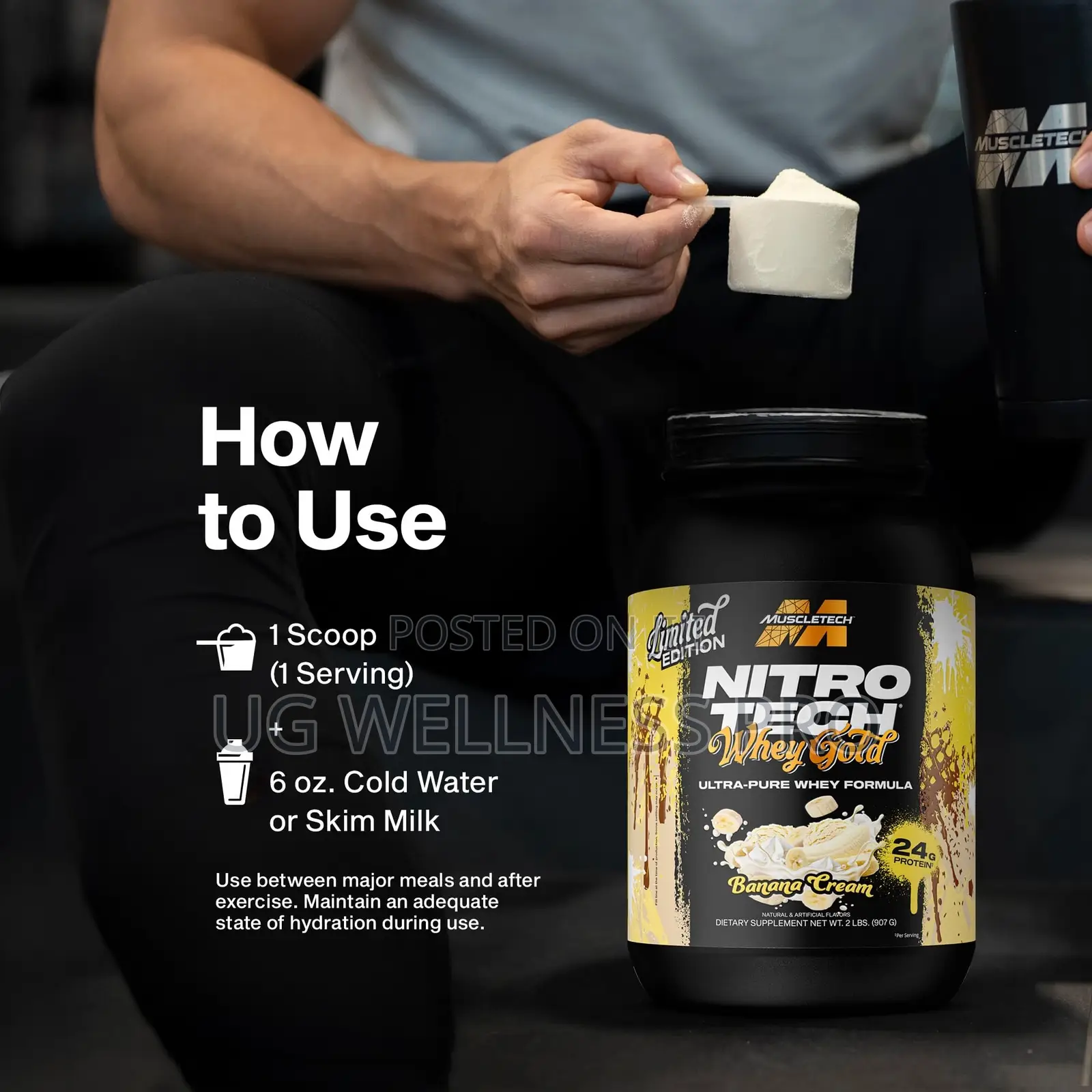 MuscleTech Nitro-Tech 100% Whey Gold 2 Lb (27 Servings) - Banana Cream
