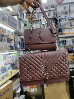 Ysl Stylish Maroon Handbag Set [Two in One]