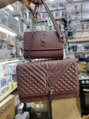 Ysl Stylish Maroon Handbag Set [Two in One]