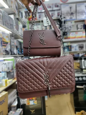Ysl Stylish Maroon Handbag Set [Two in One]